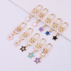 10pcs Cute Stars Keychain Trendy Colorful Alloy Pentagram Pendant Keyring purse Bag Backpack Accessories Charms Holiday Gifts