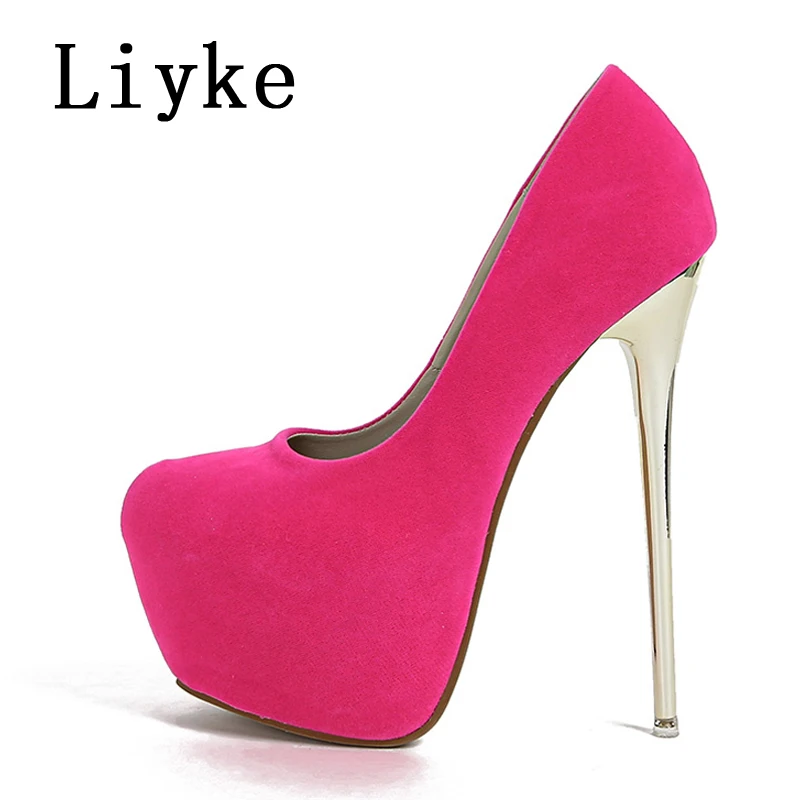 Liyke 2024 Spring Autumn Fashion Platform Pumps Sexy Round Toe Thin High Heels Women\'s  Wedding Party Nightclub Dress Shoes