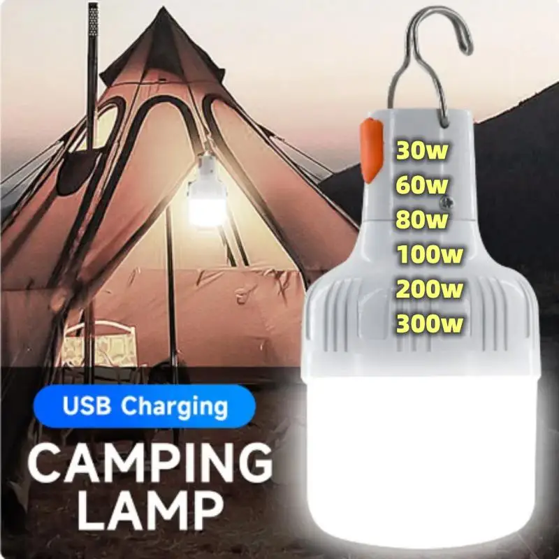 

30w-300w LED Rechargeable Bulb Light Market Stall Outdoor Camping Artifact Power Outage Rain Proof Rechargeable Emergency Lamp