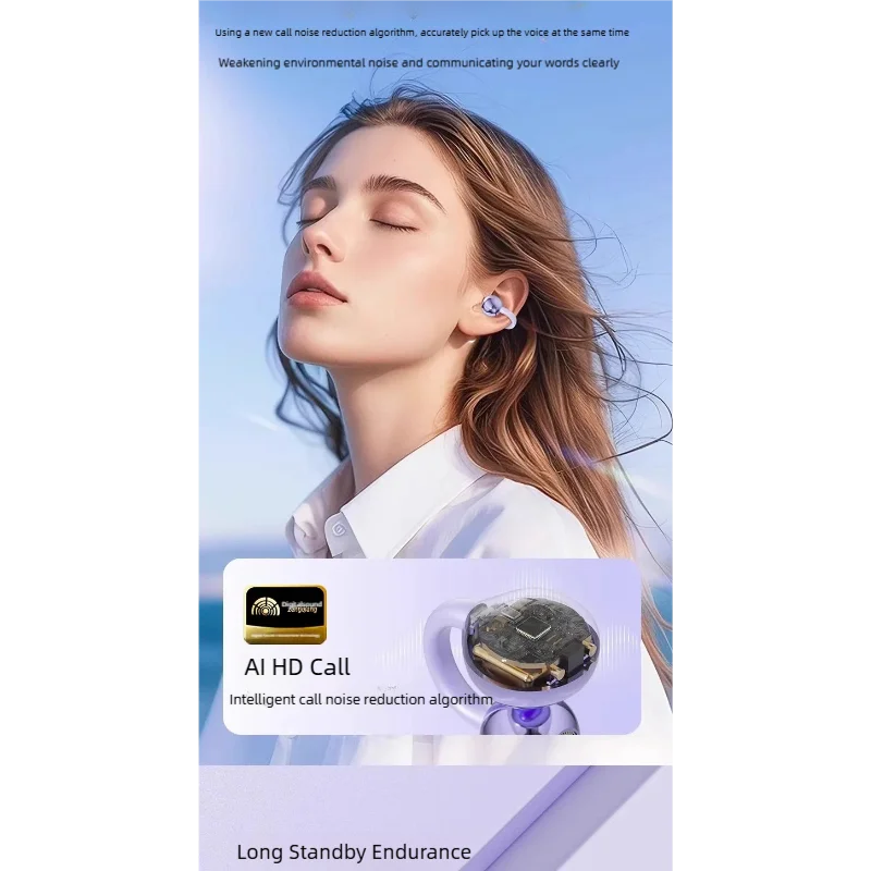 2025 سماعات أذن بلوتوث لاسلكية بتصميم مشبك على شكل عظمة غير داخل الأذن متوافقة مع طراز هواوي وأبل الرياضي الرسمي