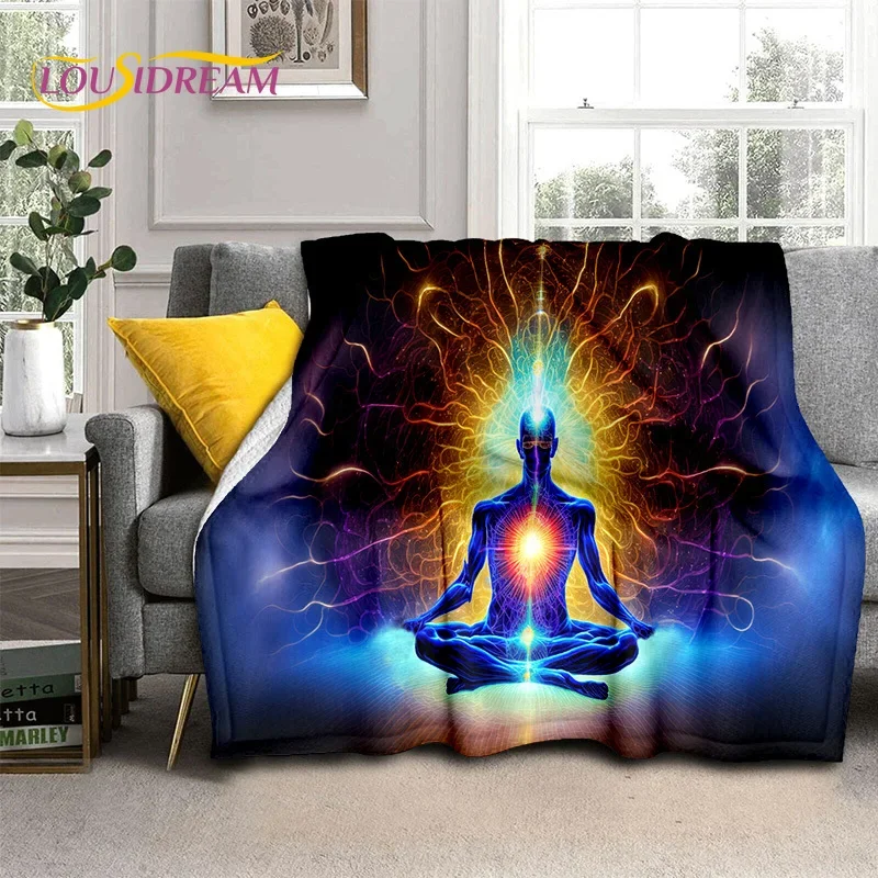 3D Yoga Meditation Rainbow 7 Chakra HD Soft Flannel Blanket for Beds Bedroom Sofa Picnic,Throw Blanket for Outdoors Leisure Gift