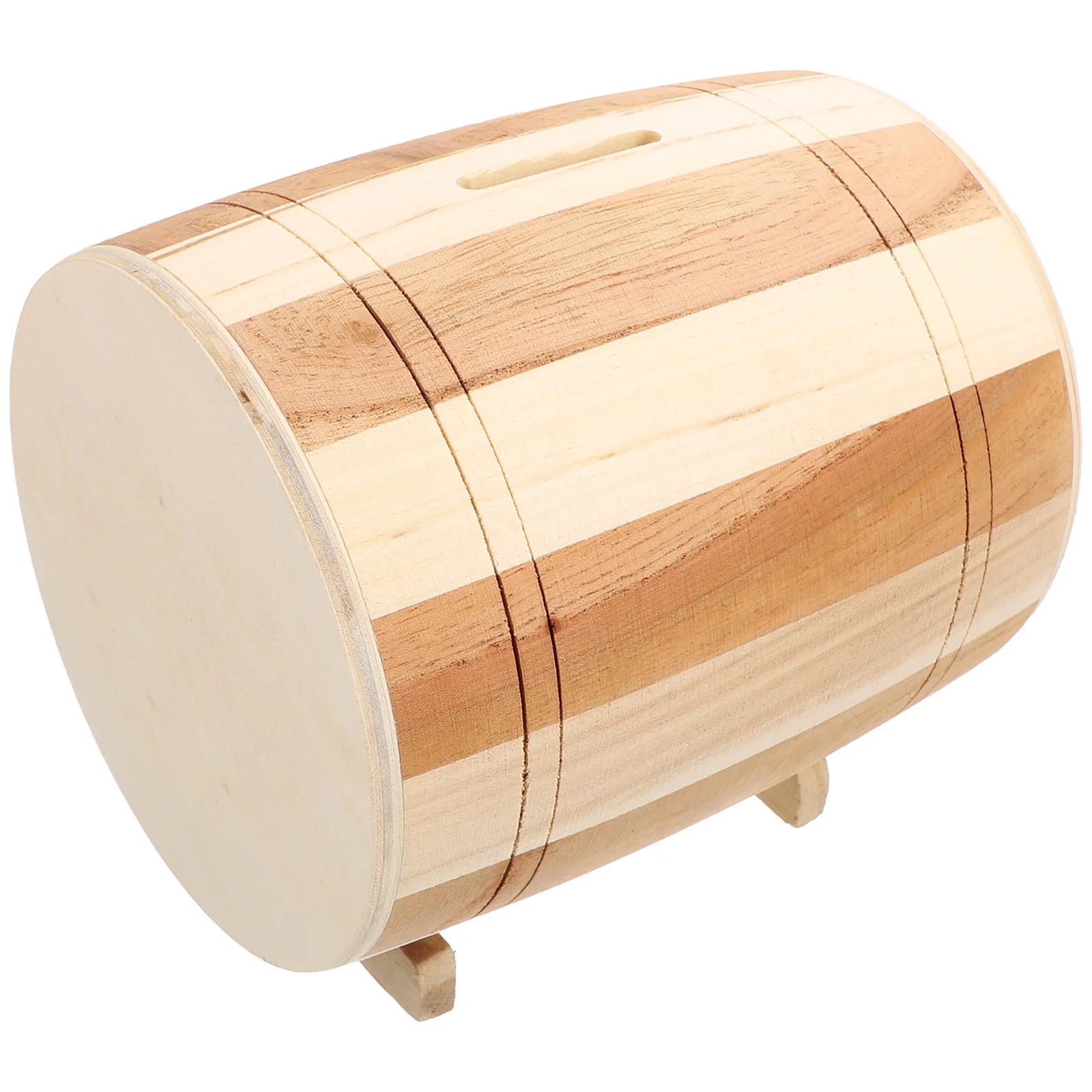 

Wine Barrel Shaped Wooden Piggy Bank Creative Money Saving Box Compact Desktop Decor Coin Container Household Storage Jar