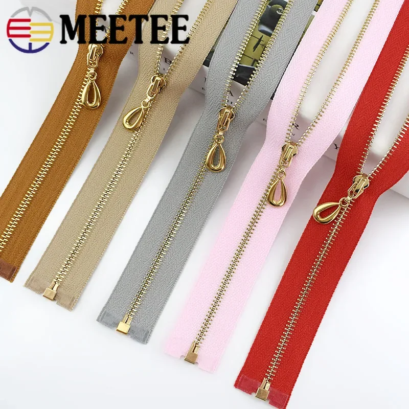 5Pcs Meetee 3# 40-70cm Metal Zipper Open End Decor Zip with Puller Bag Jacket Clothes Repair Kits DIY Tailoring Sewing Accessory