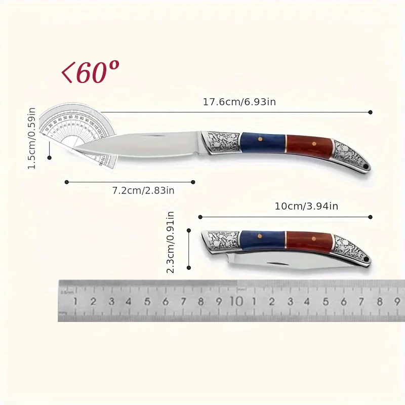 PLYS Folding Fruit Knife 2.8 Inches Red and Blue Handle Folding Knife Stainless Steel Fruit Peeling Knife Kitchen Gadget