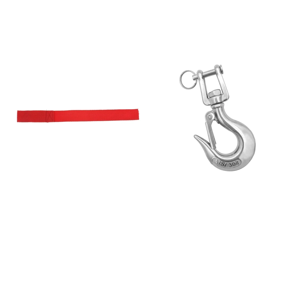 

Stainless Steel Clevis Hook Safety Latch for Rope W/ Pull Strap