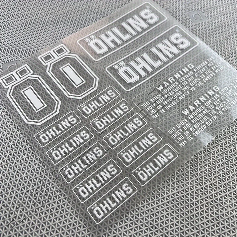 Suspension Shocker Damper Motorcycle Decals - Transparent Adhesive Stickers with Warning Labels for Enhanced Performance image 4