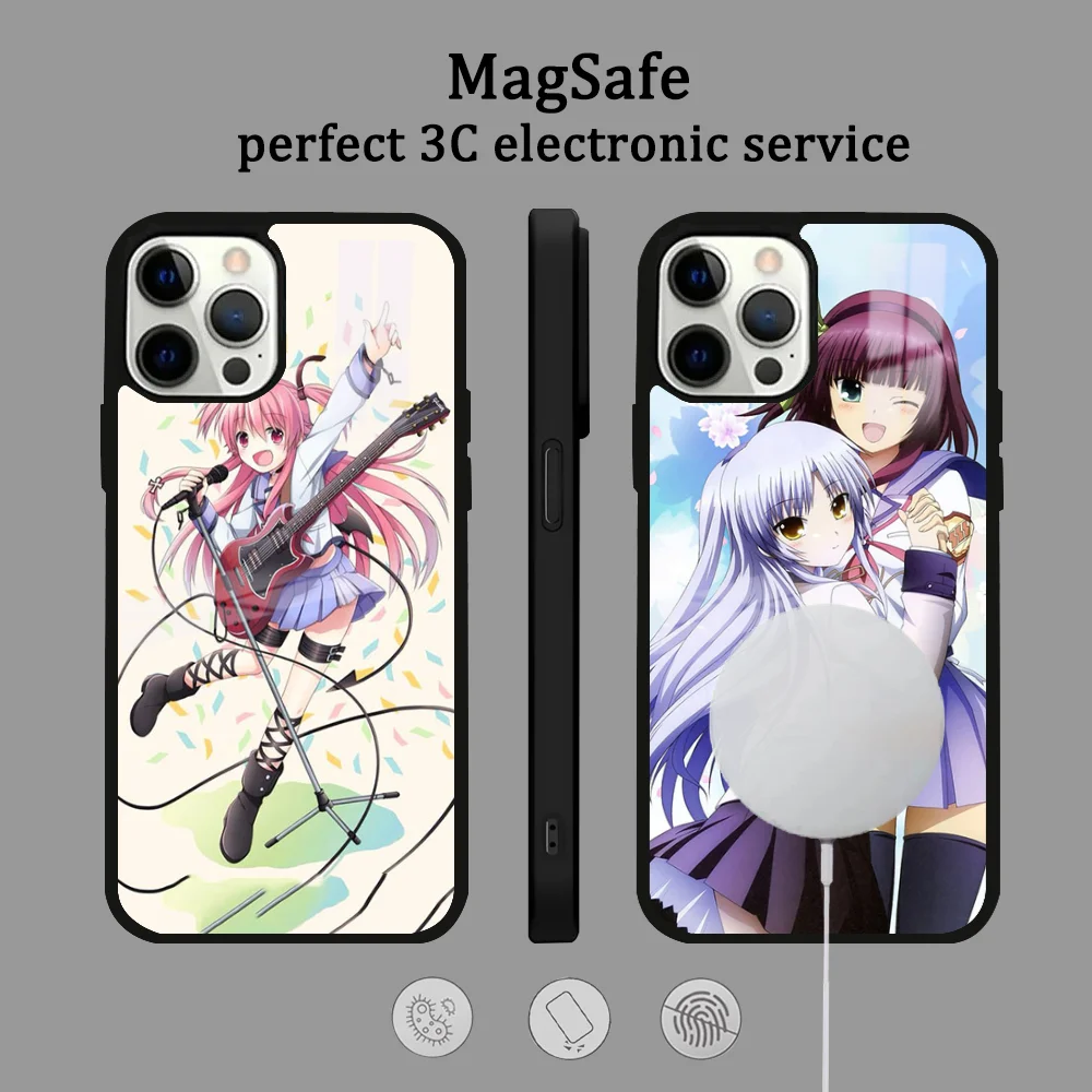 Anime A-Angel B-Beats Phone Case For IPhone 16 15 14 13 12 11 Pro Max Plus Mini Magsafe Mirror Wireless Magnetic Cover