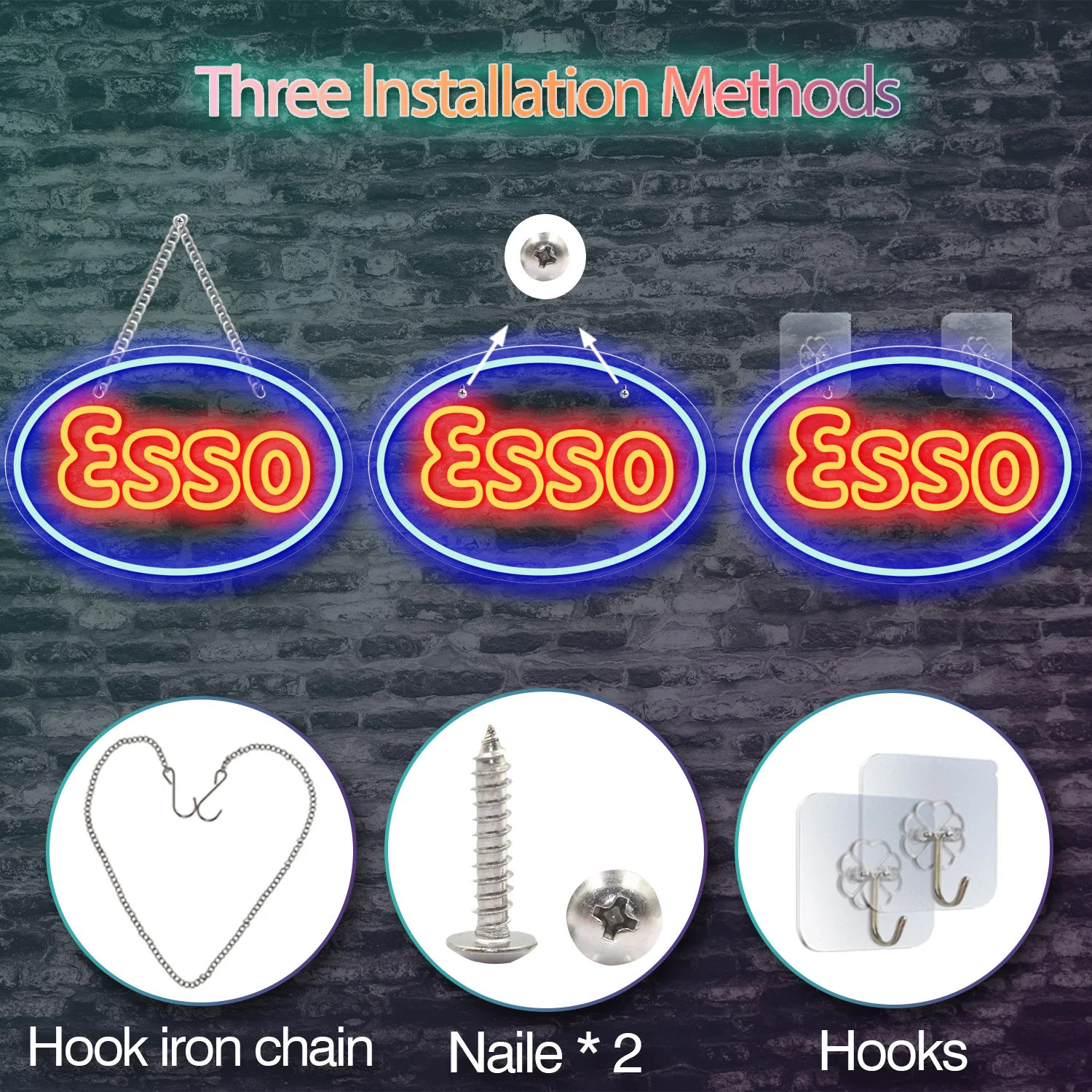 1 Piece of Esso Garage LED Neon Light Decoration Sign, Used for Garage Wall Lubrication, Oil Store, Gas Station Display Lighting view 6