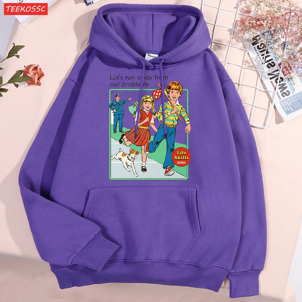 سويت شيرت كبير الحجم من الصوف للرجال والنساء ، وغطاء رأس غير رسمي ، وأزواج فضفاضة ، وأزواج بغطاء رأس ، ولنهرب من مشاكلنا ، والأزياء