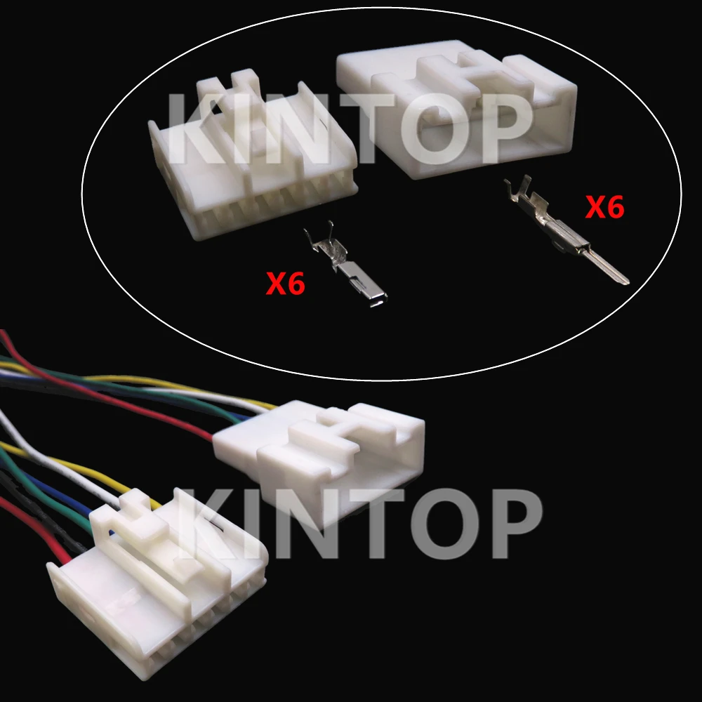 1 Set 6 Pins Auto Unsealed Adapter AC Assembly MG611777 White Auto Electrical Connector Car Modification Socket Accessories