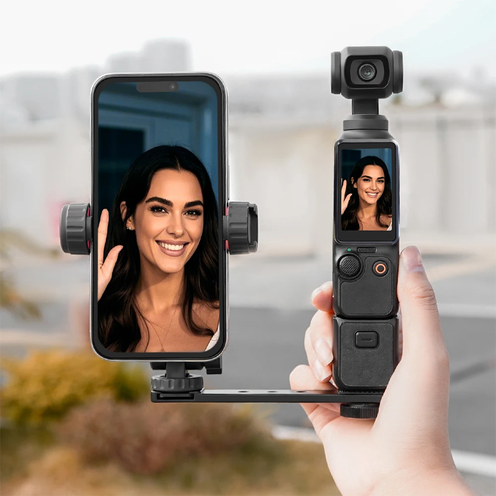 مشبك هاتف دوار محمول لـ DJI Osmo Pocket 3 ملء ضوء ترايبود كليب مشبك الهاتف مع برغي 1/4 بوصة والحذاء البارد #3