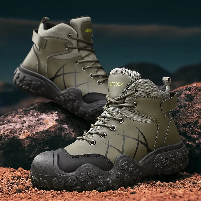 

2025 Outdoor Men's Boots Hiking Shoes for Men Outdoor Boots Warm Leather Climbing Mens Shoes Waterproof Non-slip Men Ankle Boots