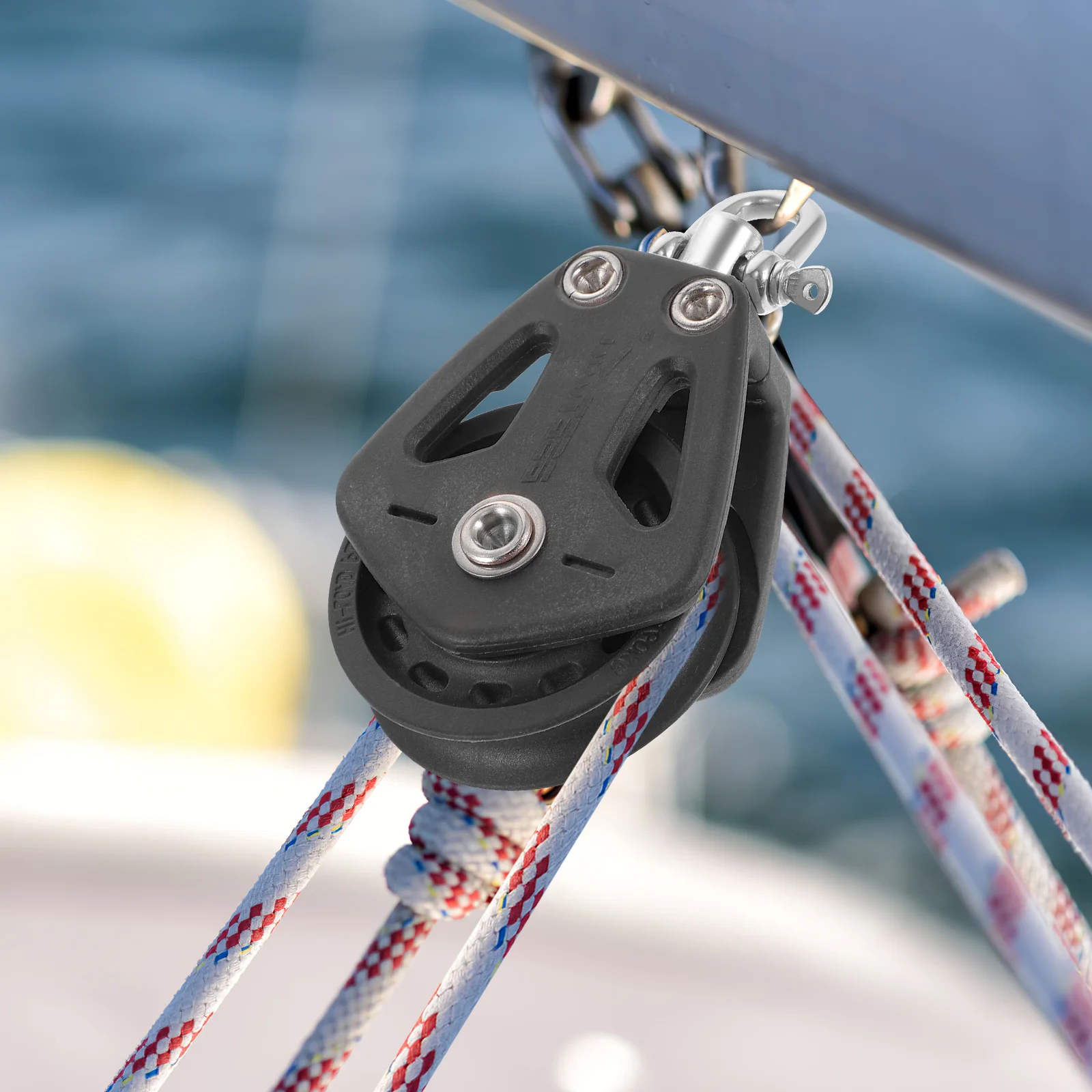 Sailing Pulley Block Sailboat Lift Tool Lifting Pulleys Single Swivel Nylon Accessories Crane Wheel