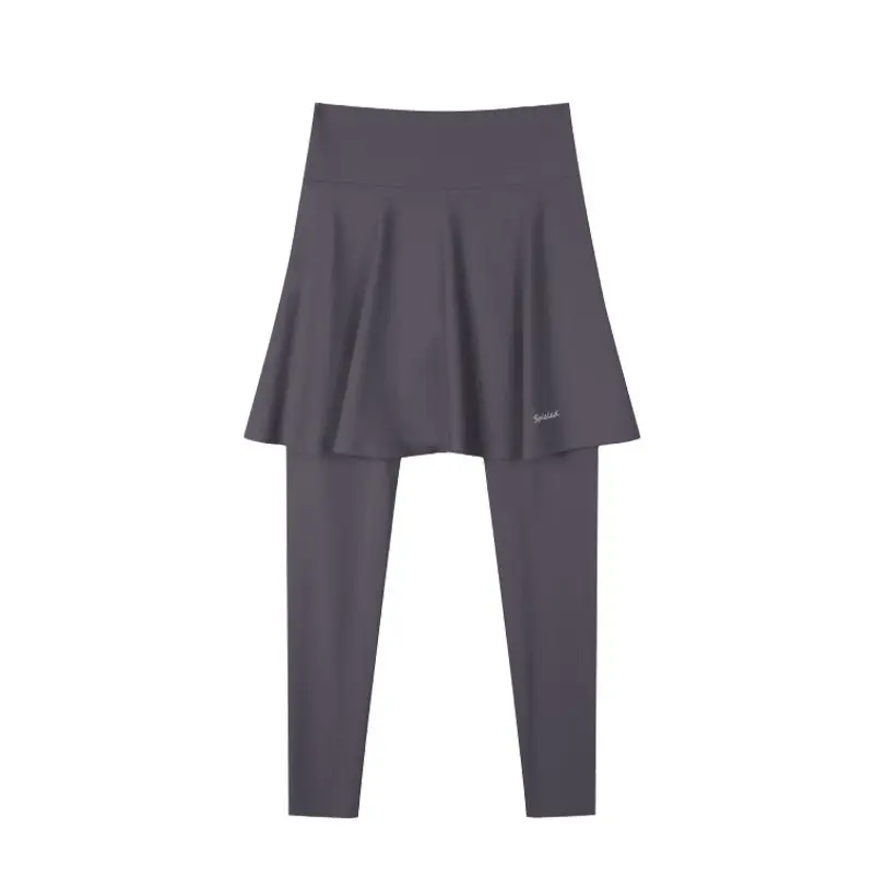Pantaloni da yoga a vita alta Pantaloni da donna finti in due pezzi con gonna in pelle arca Controllo della pancia Sollevamento del sedere Primavera Estate Materiale sottile