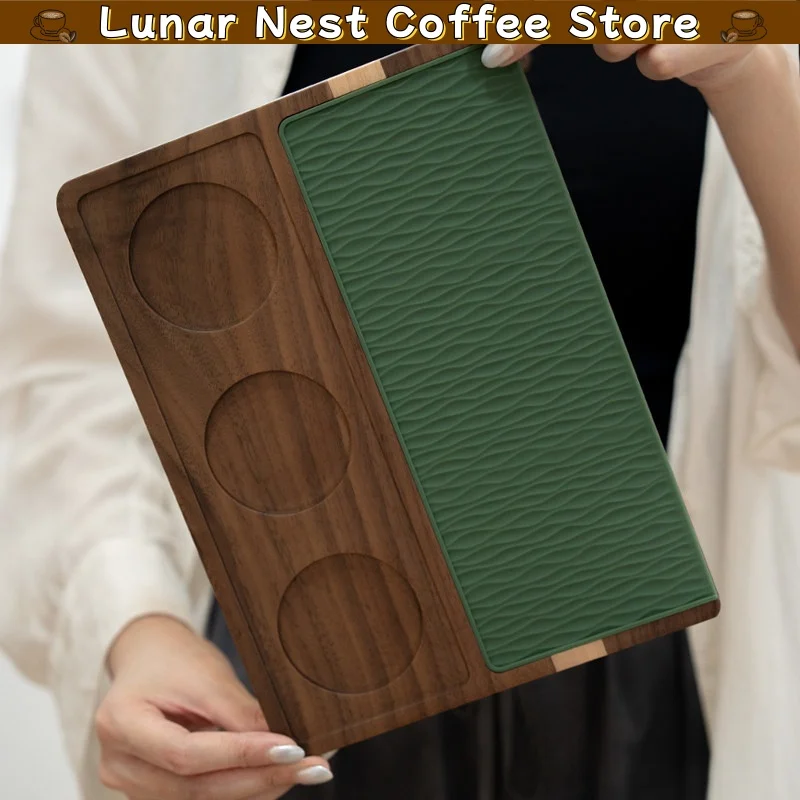 Airflow Wooden Coffee Tamping Station Espresso Tamper Distributor Holder Work Board For Home Barista Coffee Making Lover Gift