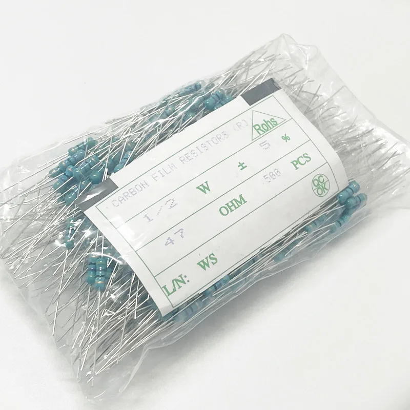 

1000PCS Carbon film resistor 1/2W 0.5W 1R ~ 1M 2.2R 10R 22R 47R 51R 100R 150R 470R 1K 4.7K 10K 47K 10 47 51 100 150 200 470 Ohm