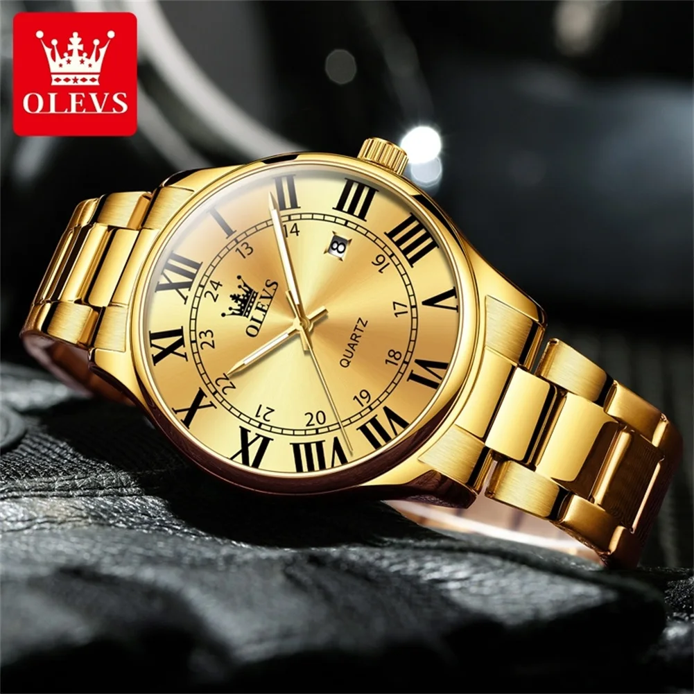 OLEVS 2911 Men's Watches Fashion Dial Original Quartz Wristwatch Stainless Steel Waterproof  Luminous Watch For Automatic Date