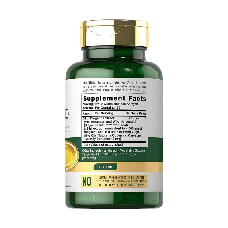 

Oregano Oil Softgel Capsules Herbal Supplement Plant Based Daily Wellness 150 Softgels