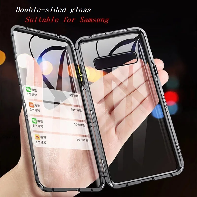 

Double Sided Magnetic Metal Glass Cover Case for Samsung Galaxy S23 S22 S21 Note 20 Ultra S10 Plus S21FE S20FE A33 A53 A32 A13