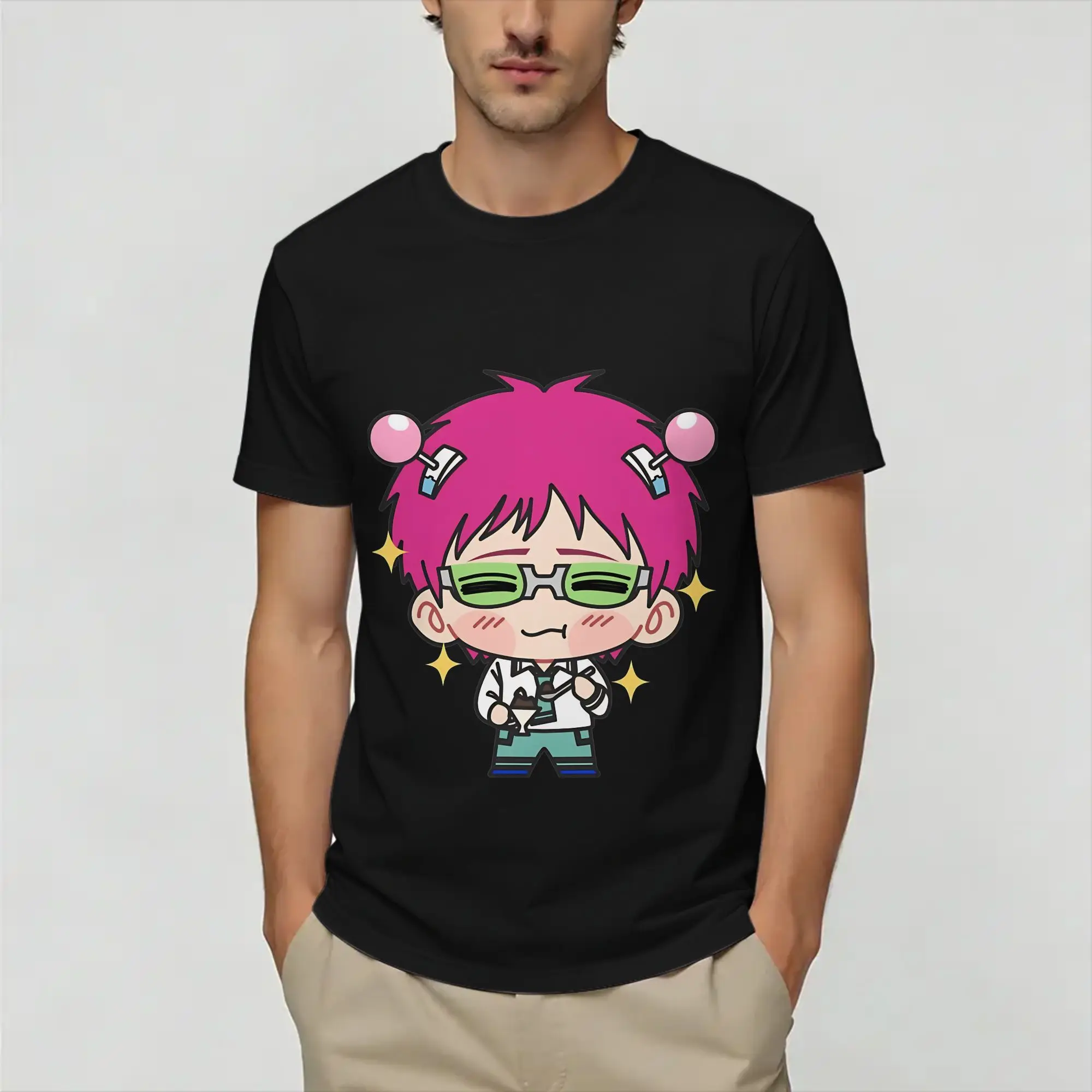 Men's T-Shirts The Disastrous Life of Saiki K  Fun 100% Cotton Tee Shirt Short Sleeve  T Shirts Crewneck Clothes Original