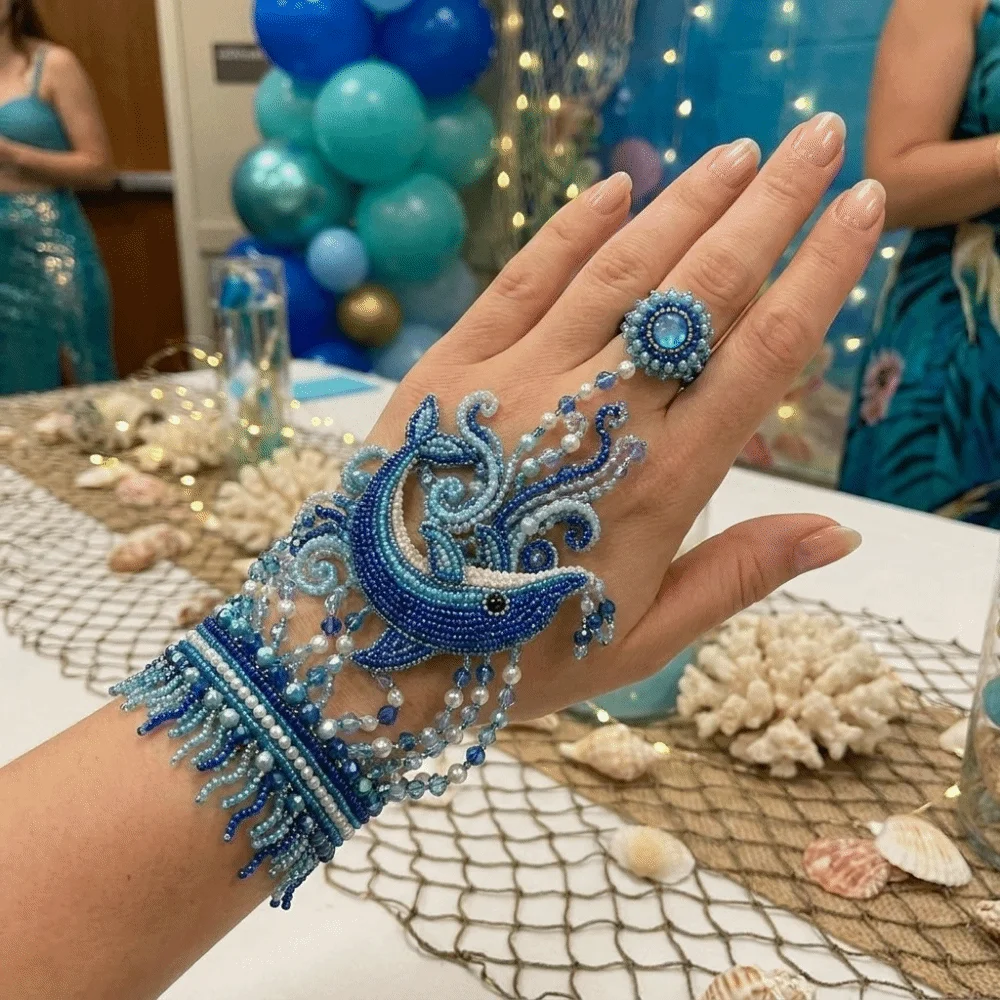 Ocean Series Tier-Perlen-Armband-Set, Delfin/Schmetterling, unfertige Produkte, Perlen-Handarmband, DIY-Set, exquisit – Detail 5