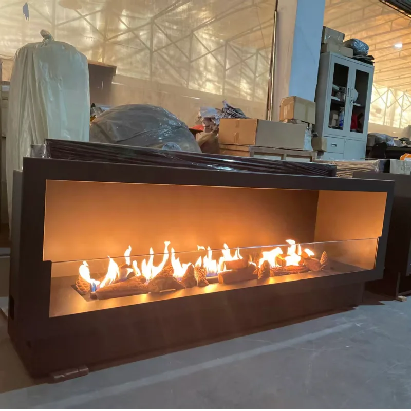Modern Customized size 60 Inch  Gas Fireplace Remote Control Clean Energy Fuels Modular Mounting