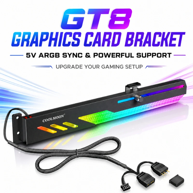 Horizontal Mount Aluminum Alloy GPU Holder with ARGB Sync Dragon Scales Support Bracket for PC Graphics Card
