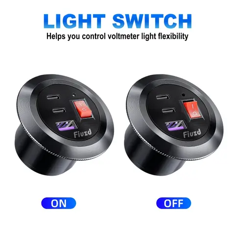 12V USB 충전기 듀얼 USB 시거잭 전압계 스위치 포함 고속 충전 어댑터 12/24V 차량용 액세서리