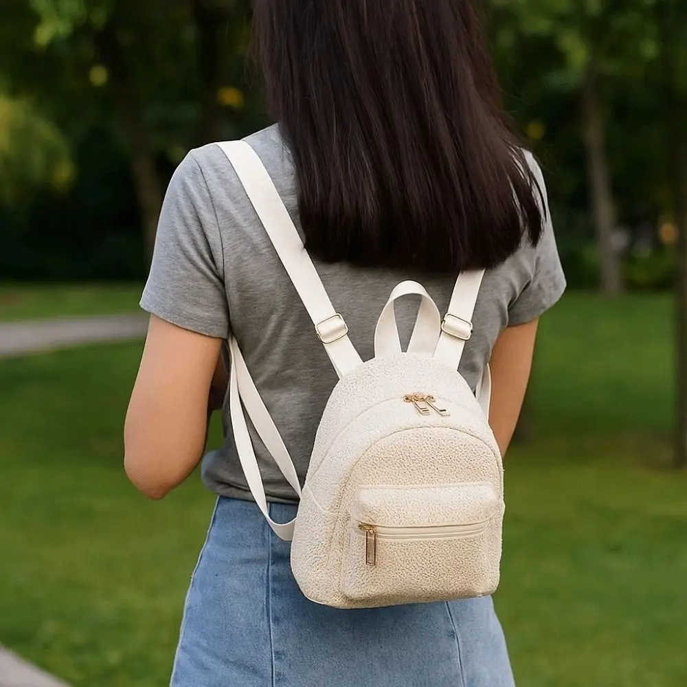 Portable Woven Small Backpack Lightweight Large Capacity Straw Weaving Backpack Polyester Multicolor Stripes Mini School Bag