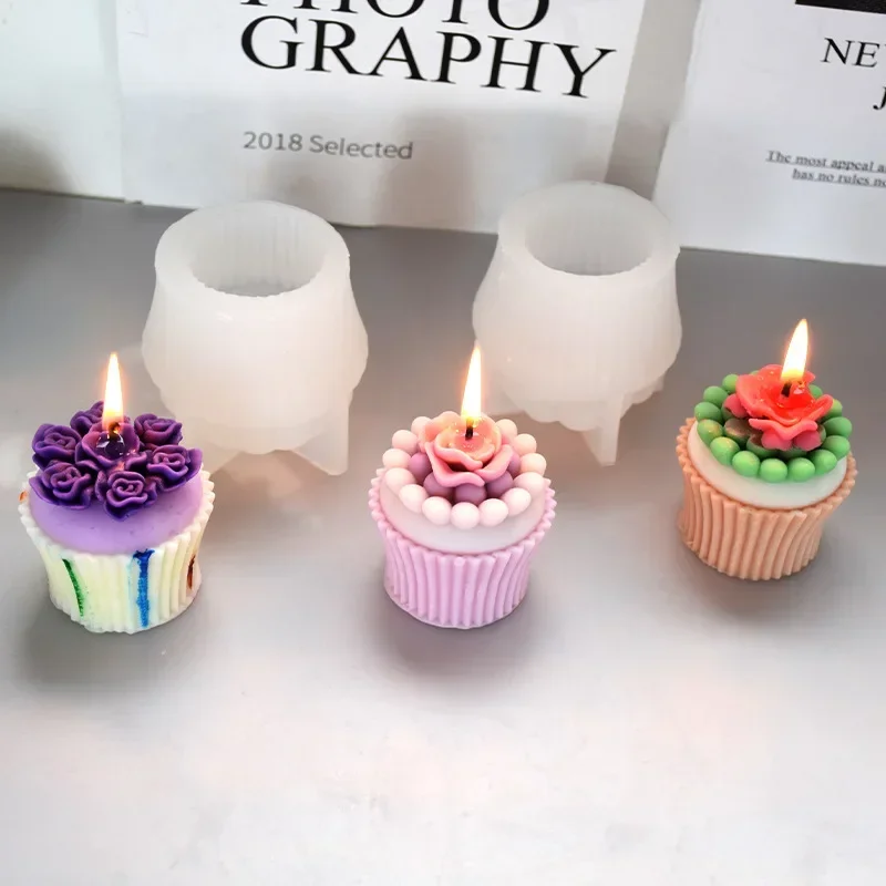 

Strawberry Cake/Muffin Cup Rose Candle Silicone Mould, DIY Creative Cake Decoration Molds