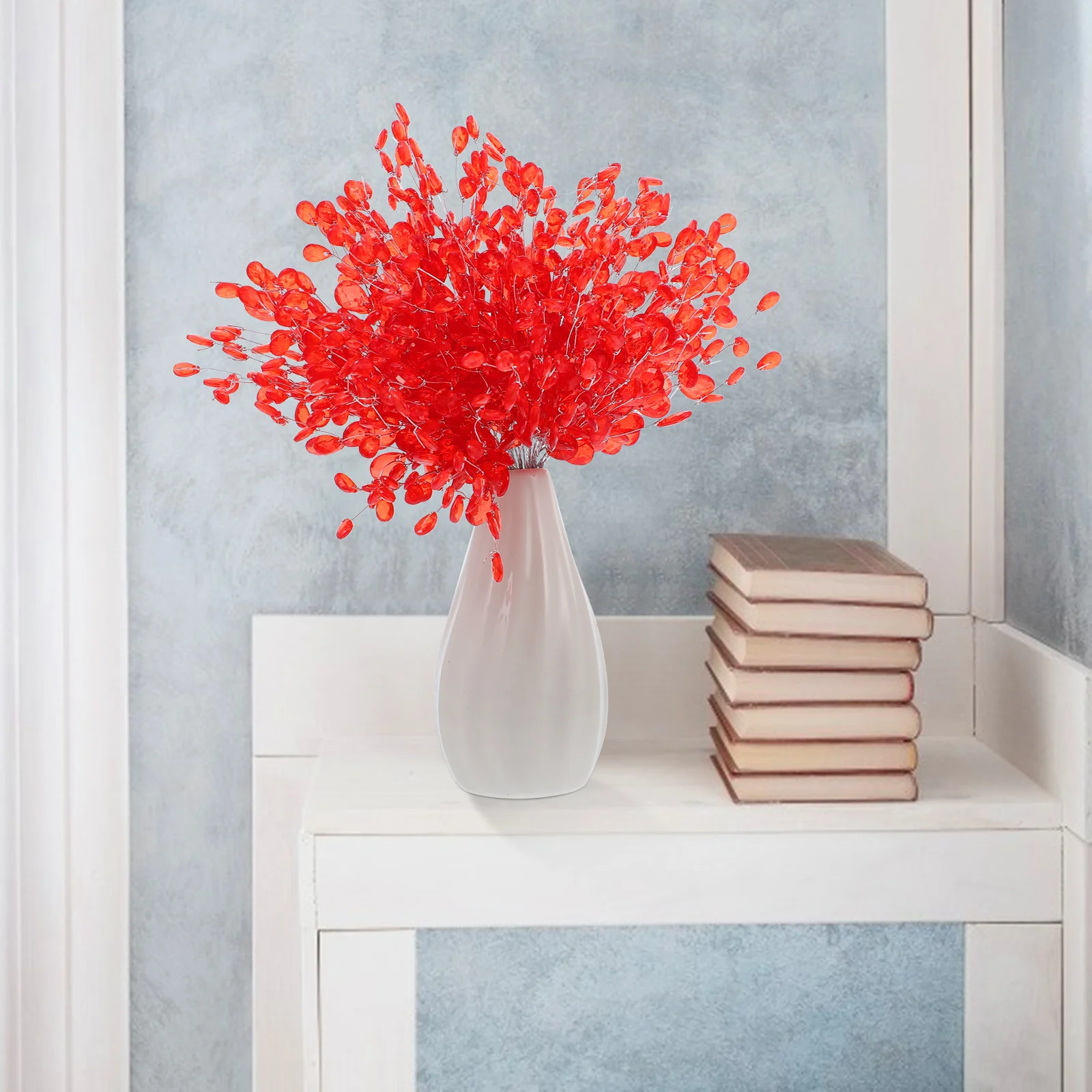 

50pcs Simulation Flower Bead Branches Acrylic Craft Decor For Diy Wedding Bouquet Headdress Garland Bride Hair Accessories Bead