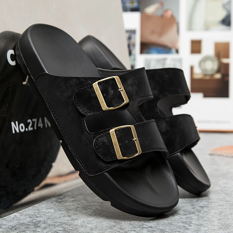 

Sandals Men Summer Adjustable Soft Slides Slippers for Men Flat Slippers Lightweight Anti Slip Slippers Shoes for Men
