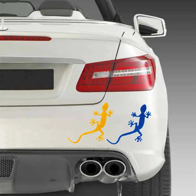 Gecko Reflective Safety Mark Cars Sticker PVC 3D Animal Decals Mark Night Driving Warning Strip Light Reflect Window Sticker