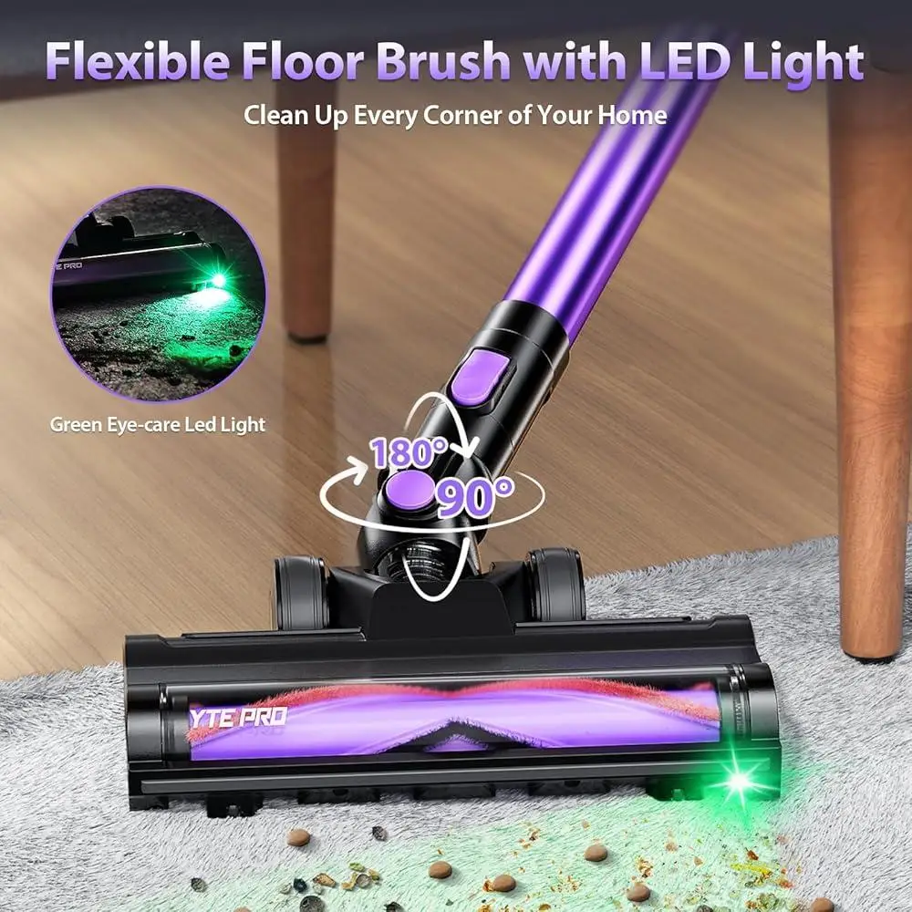 مكنسة كهربائية لاسلكية 50 دقيقة وقت التشغيل عصا قابلة للشحن فراغ فلتر HEPA 7 مراحل ترشيح أدوات تنظيف محمولة