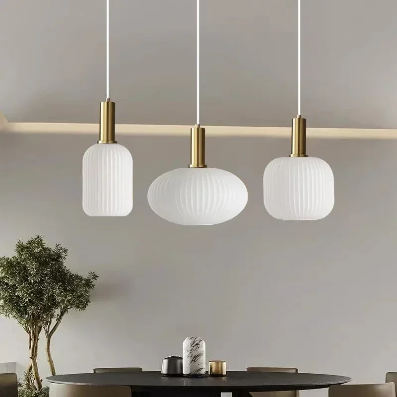 

Restaurant LED Pendant Lamp White Modern Hanging Chandeliers Lighting Fixture Dining Room Kitchen Droplight Bedroom Bedside Lamp