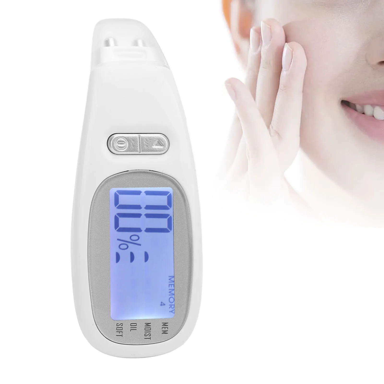 Testador de hidratação de pele portátil, analisador de óleo de água facial, medidor de hidratação de pele branca, presente ideal para casa, viagem, salão de beleza
