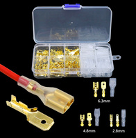 180pcs/box 2.8/4.8/6.3mm Female and male Crimp Terminal Connector Brass Car Speaker Electric Wire Insulating sleeve assembly kit