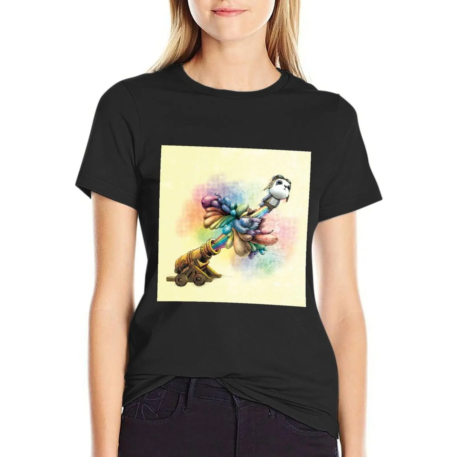 In-Flight Panda T-Shirt animal print shirt for girls vintage clothes kawaii clothes cotton t shirts Women