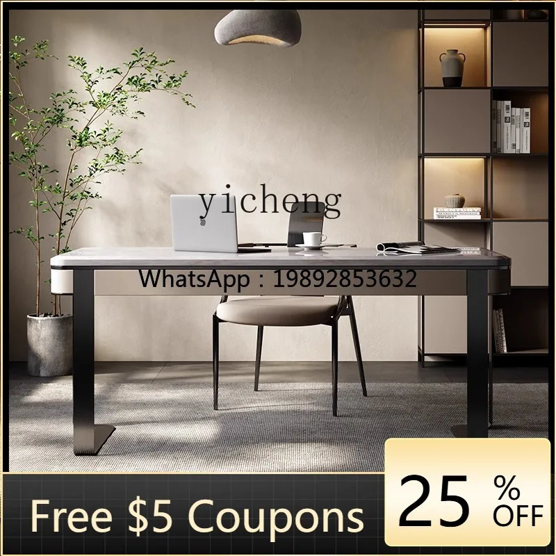 

ZZ light luxury stone slate desk modern simple high-end study home desk writing desk living room decoration