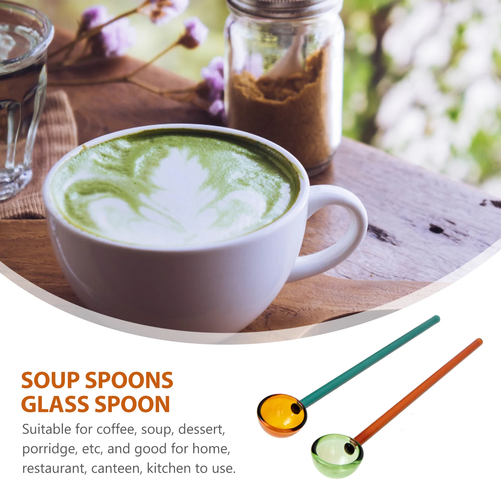 

4Pcs Glass Tablespoons Humanized Handle Convenient Storage Portable for Any Places You Want Soup Spoons Glass Spoon