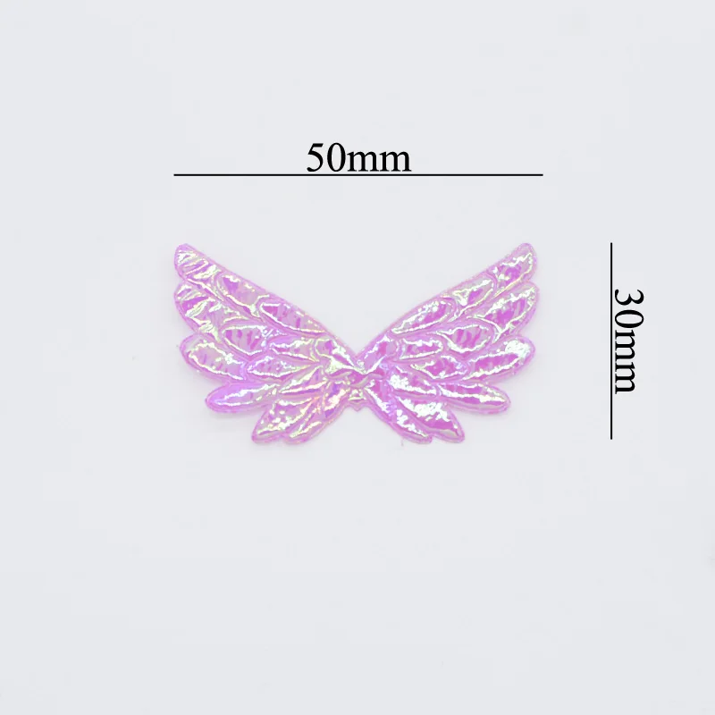 60Pcs 5cm Glitter AB Colors Angel Wing Appliques Single Side Iridescent Fairy Wing Patches for Crafts Headwear Bowknot Decor