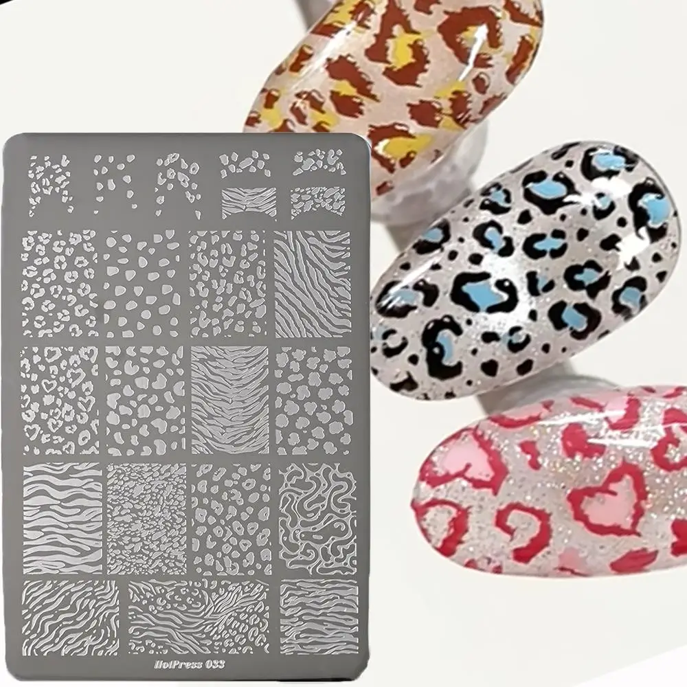 1 pièce Plaque de stamping pour ongles motif léopard sexy, texture peau d'animal, pochoir de manucure en acier inoxydable 14,5x9,5cm