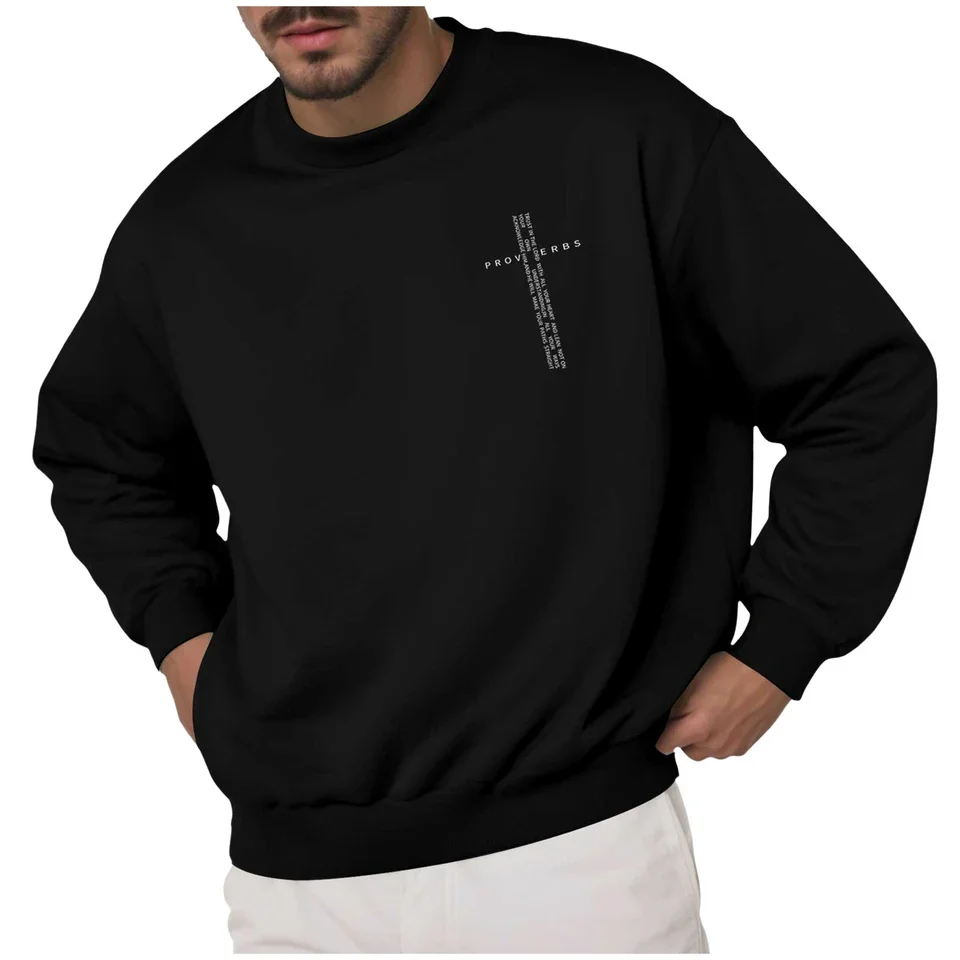 Men's Crew Neck Sweatshirts Spring Autumn Warm Basic Pullover Fleece Lined Casual No Hood Long Sleeve Hoodie Man Sportswear Tops