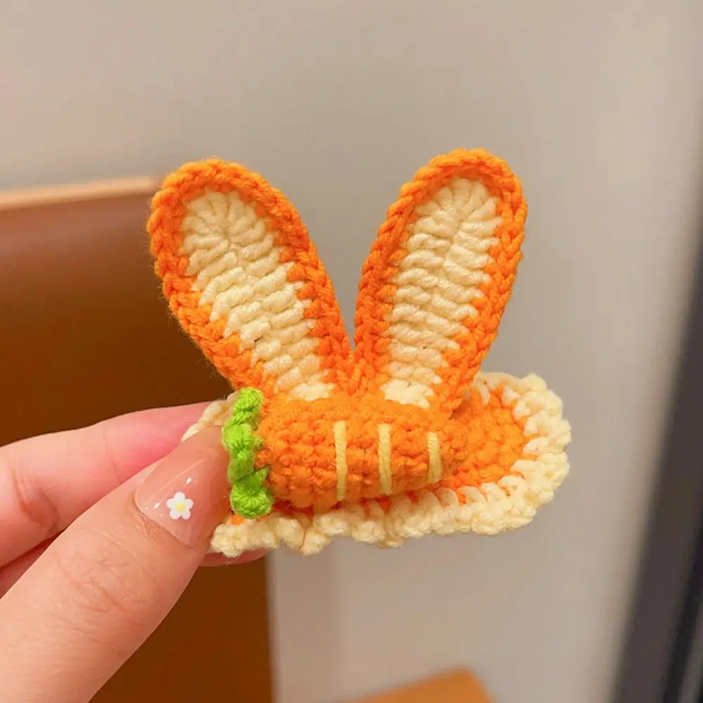 

Funny Wool Knitted Flower Barrettes Handmade Hair Accessories Crochet Barrettes BB Clip Headdress Embroidery Hairpin Girls