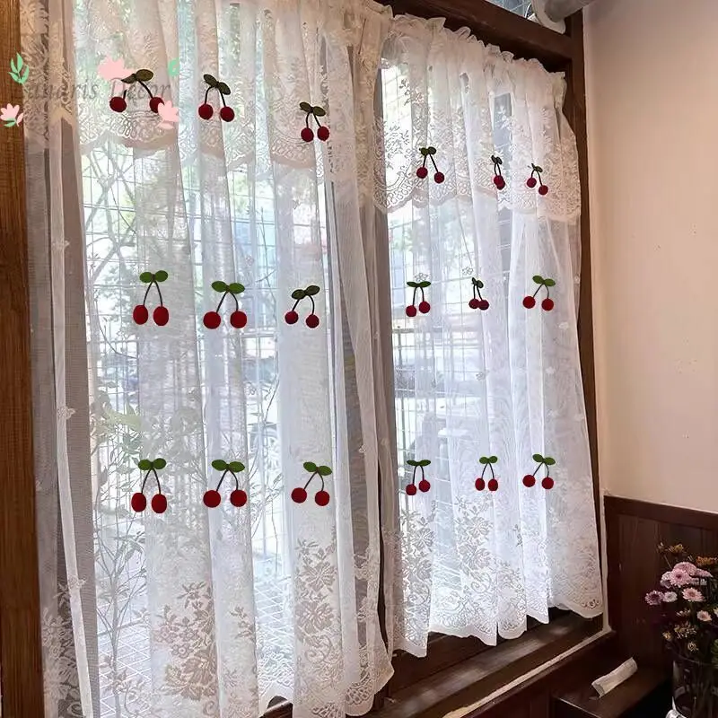 

50 100 pieces gauze curtain decorative accessories trinket cute red plush little cherry with pin brooch