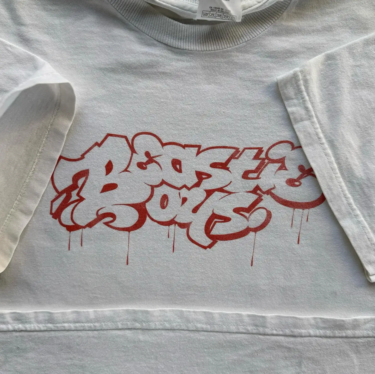 Doodle Font Graffiti Design Loose Shoulder Short Sleeve T-Shirt Unisex School Campus Couple Style Cotton Breathable Tee