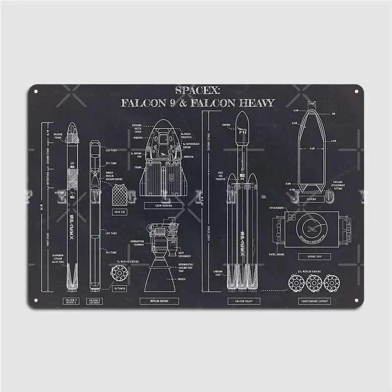 Spacex: Falcon 9 Falcon Heavy Blackboard Metal Sign Club Home Wall شخصية جدار اللوحة تين تسجيل ملصق