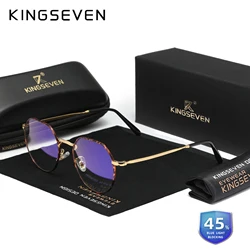 KINGSEVEN Round Anti-Blue Light Glasses Men/Women Alloy Transparent Lens Optical Eyewear Blue Ray Blocking Decorative Eyeglasses