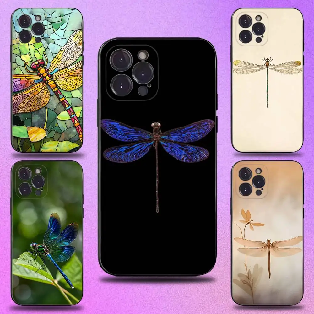 

Animal D-Dragonfly-ys Phone Case For iPhone 16,15,14,13,12,11 Plus,Pro Max,XS,X,XR,SE,Mini,8,7,Soft Silicone Black Cover