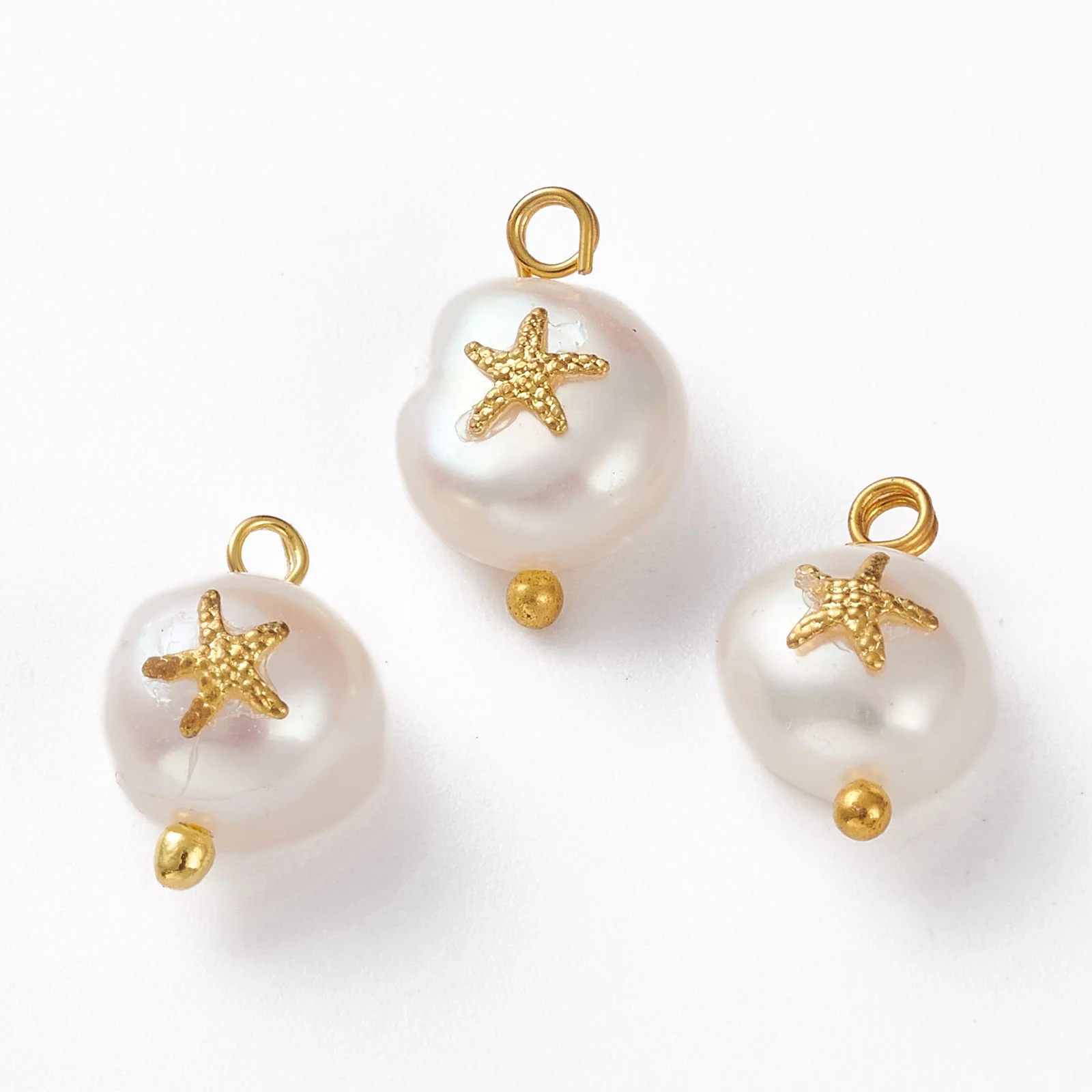 50Pcs Natural Keshi Pearl Charms Pendant Starfish Sea Horse Shell Pattern Pearl Pendant For DIY Necklace Earrings Jewelry Making